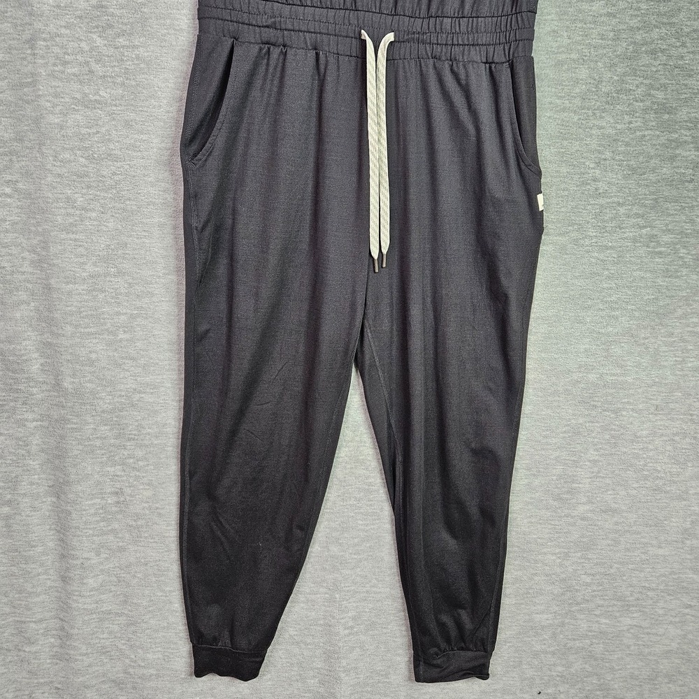 Vuori All Day Black V-Neck Jumpsuit Women's Size M Elastic Waist Short Sleeve - Picture 4 of 10
